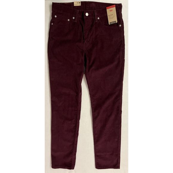 Levis 511 Slim Pants Men's 32x34 Maroon Corduroy Wine Tasting Stretch Pants - Picture 1 of 14